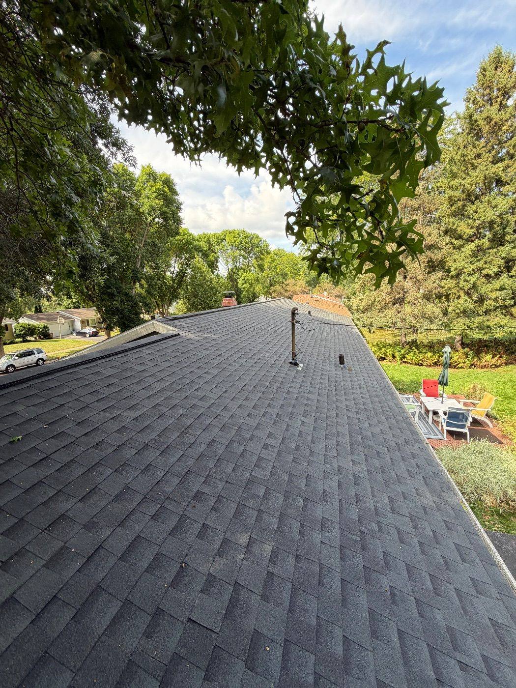 Charcoal shingles, the view from the ridge